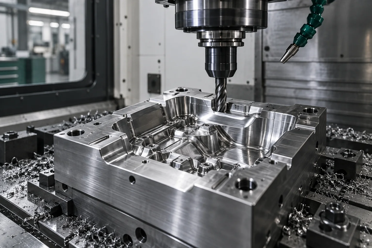 usinagem CNC de um molde metálico